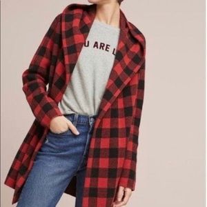 Anthropologie Field Flower Buffalo Plaid Cardigan